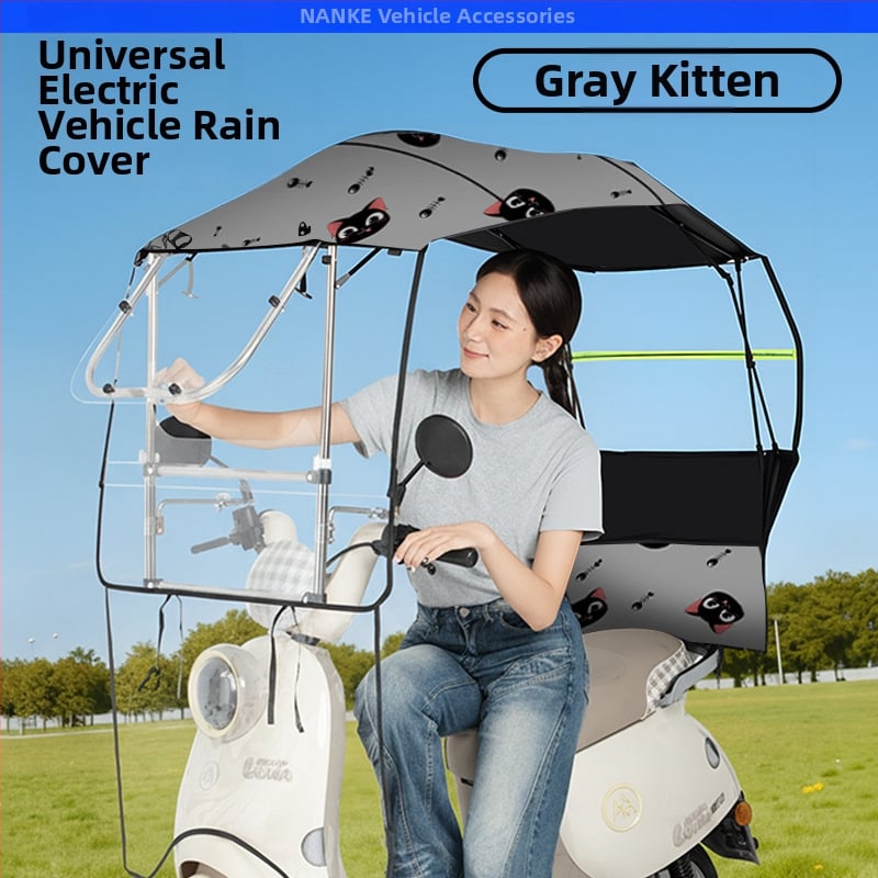 Κάλυμμα βροχής για ηλεκτρικό αυτοκίνητο - Πτυσσόμενο, συρόμενο, με διπλό πλαίσιο, Oxford ύφασμα, UV PA+ σκίαση, αποσπώμενη προστασία από άνεμο και βροχή, χειροκίνητο άνοιγμα/κλείσιμο