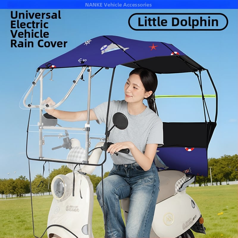 Κάλυμμα βροχής για ηλεκτρικό αυτοκίνητο - Πτυσσόμενο, συρόμενο, με διπλό πλαίσιο, Oxford ύφασμα, UV PA+ σκίαση, αποσπώμενη προστασία από άνεμο και βροχή, χειροκίνητο άνοιγμα/κλείσιμο