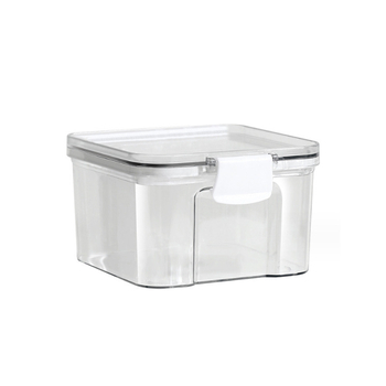 Állateledel-minőségű zárható négyszögletes műanyag tároló doboz fedéllel, 800–1000 ml, átlátszó