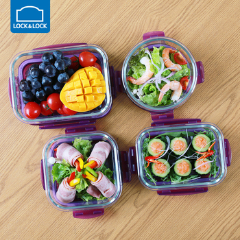 Üvegből készült ebédes doboz, mikrózható, téglalap alakú, hőálló, fedéllel, kapacitások 301–500 ml / 501–800 ml / 800–1000 ml