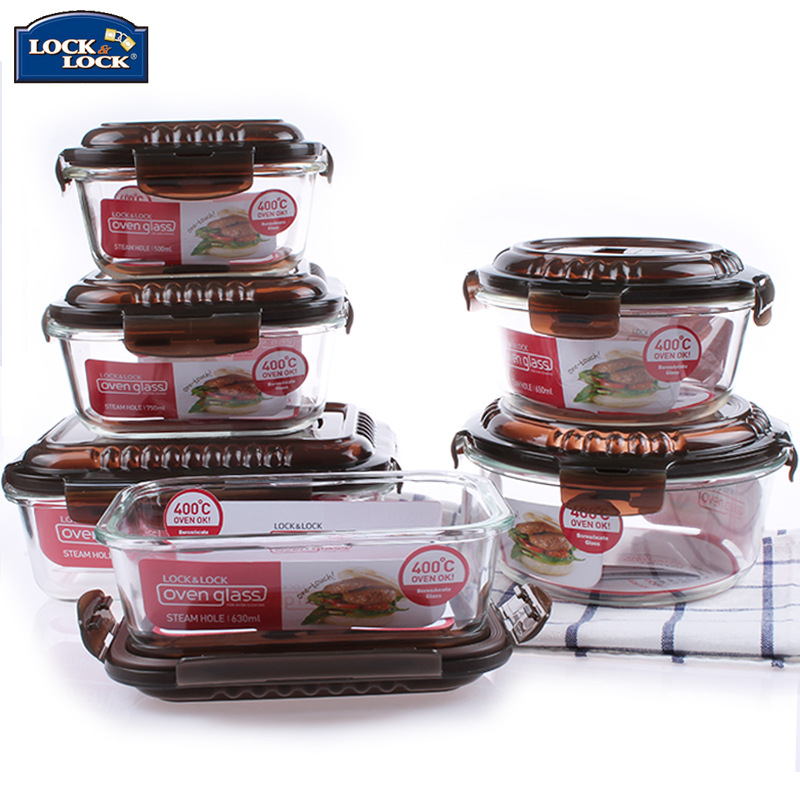 Üvegből készült ebédes doboz, mikrózható, téglalap alakú, hőálló, fedéllel, kapacitások 301–500 ml / 501–800 ml / 800–1000 ml