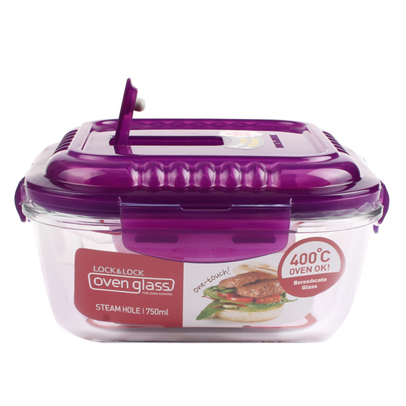 Üvegből készült ebédes doboz, mikrózható, téglalap alakú, hőálló, fedéllel, kapacitások 301–500 ml / 501–800 ml / 800–1000 ml