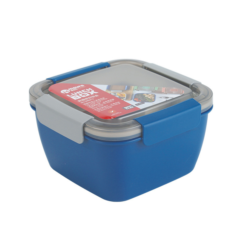 Négyszögletes műanyag ebédes doboz dupla rekeszes kialakítással, mikrohullámú sütőben használható, 1–2 L kapacitás