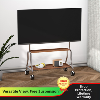 Mobilni podni stalak za televizor od nehrđajućeg čelika s kotačićima, uspravna kolica za plosne zaslone, univerzalno, baza 850×490×1230 mm, model Art cart