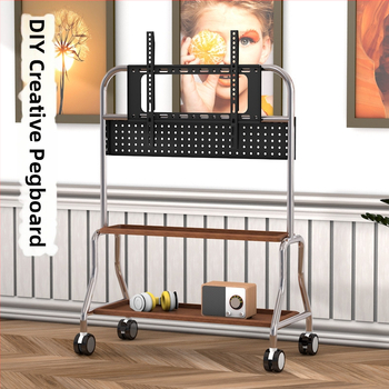 Mobilni podni stalak za televizor od nehrđajućeg čelika s kotačićima, uspravna kolica za plosne zaslone, univerzalno, baza 850×490×1230 mm, model Art cart