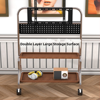 Mobilni podni stalak za televizor od nehrđajućeg čelika s kotačićima, uspravna kolica za plosne zaslone, univerzalno, baza 850×490×1230 mm, model Art cart