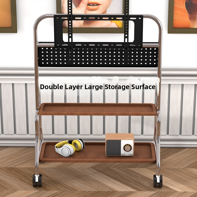 Mobilni podni stalak za televizor od nehrđajućeg čelika s kotačićima, uspravna kolica za plosne zaslone, univerzalno, baza 850×490×1230 mm, model Art cart