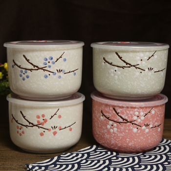 Porcelánból készült kerek tál, virágmintás, mikrohullámú sütőben használható, 1-2 L