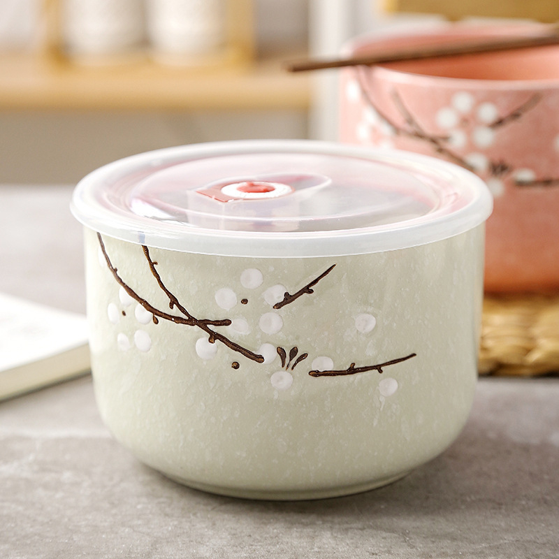 Porcelánból készült kerek tál, virágmintás, mikrohullámú sütőben használható, 1-2 L