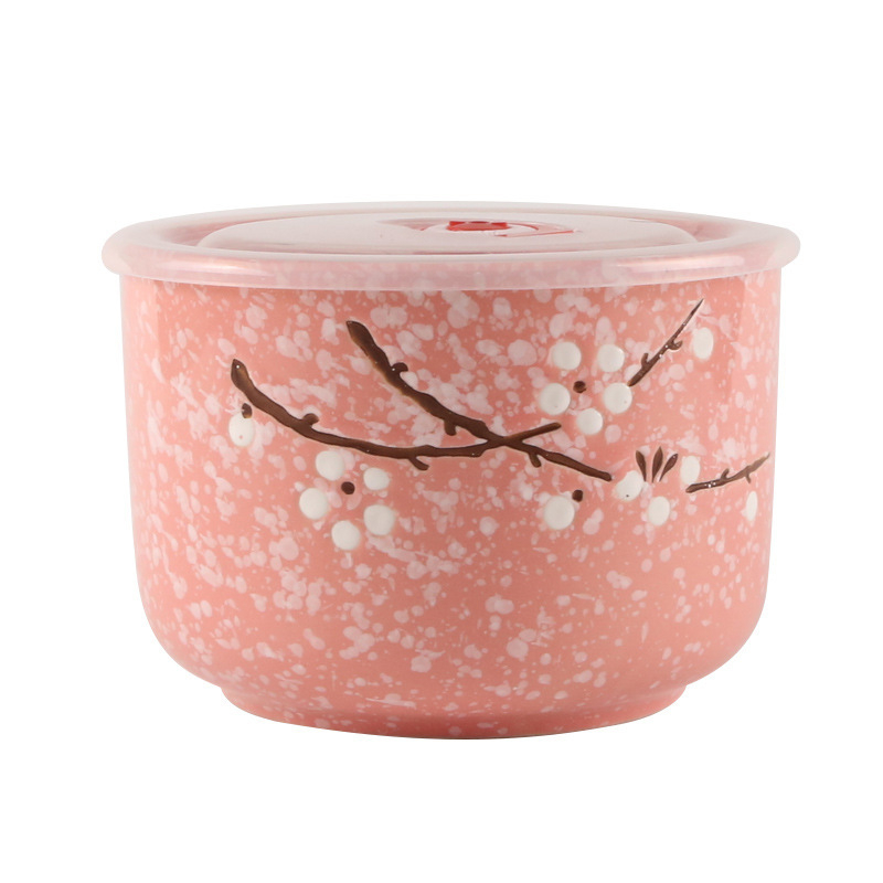 Porcelánból készült kerek tál, virágmintás, mikrohullámú sütőben használható, 1-2 L