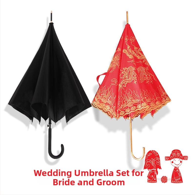 Δαντελένια ομπρέλα γάμου για νύφη, με μακριά λαβή, 8 ράβδοι, ύφασμα δαντέλας 170T, χειροκίνητο άνοιγμα