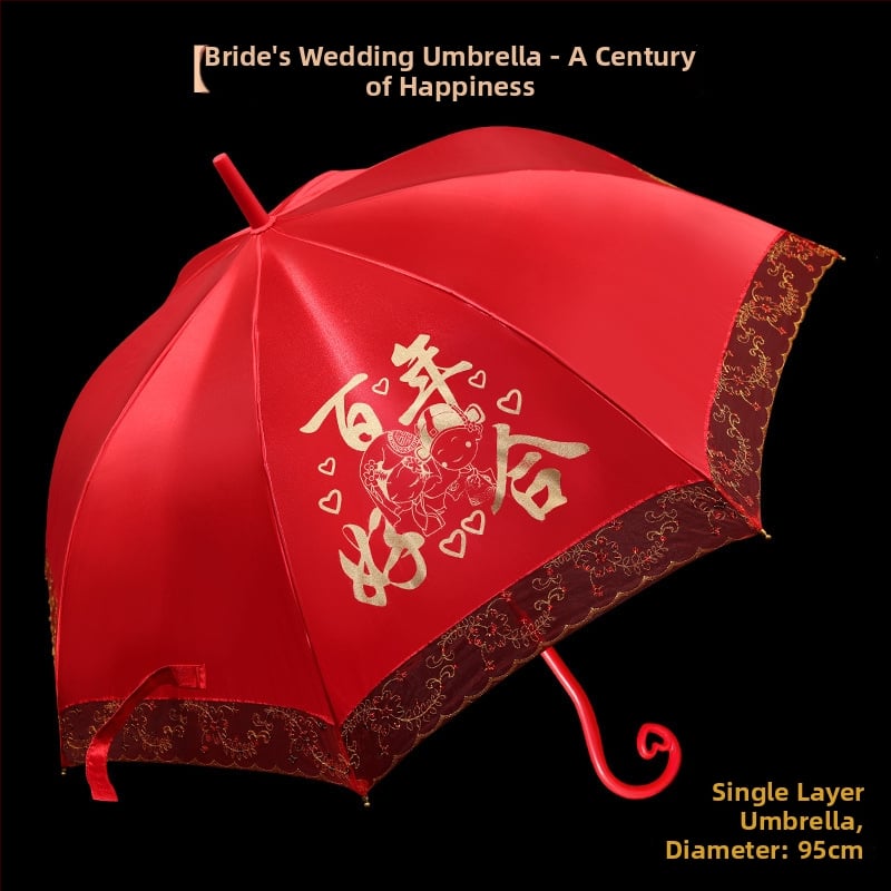 Δαντελένια ομπρέλα γάμου για νύφη, με μακριά λαβή, 8 ράβδοι, ύφασμα δαντέλας 170T, χειροκίνητο άνοιγμα