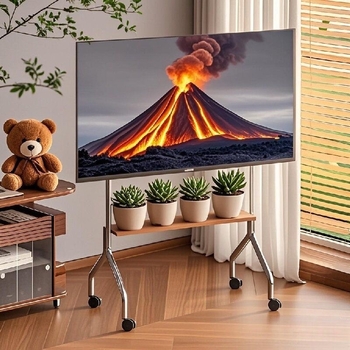 Mobilni podni TV stalak na kotačićima, konstrukcija od nehrđajućeg čelika/željeza, kompatibilan s plosnim TV-ima, model Art cart, težina 6 kg