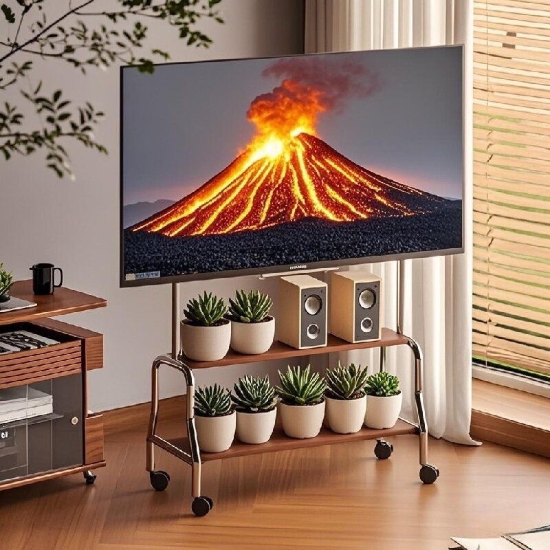 Mobilni podni TV stalak na kotačićima, konstrukcija od nehrđajućeg čelika/željeza, kompatibilan s plosnim TV-ima, model Art cart, težina 6 kg