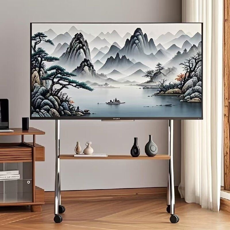 Mobilni podni TV stalak na kotačićima, konstrukcija od nehrđajućeg čelika/željeza, kompatibilan s plosnim TV-ima, model Art cart, težina 6 kg
