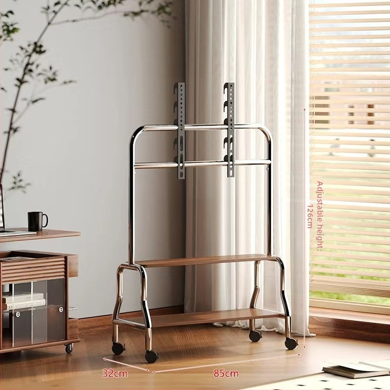 Mobilni podni TV stalak na kotačićima, konstrukcija od nehrđajućeg čelika/željeza, kompatibilan s plosnim TV-ima, model Art cart, težina 6 kg