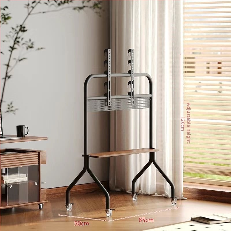 Mobilni podni TV stalak na kotačićima, konstrukcija od nehrđajućeg čelika/željeza, kompatibilan s plosnim TV-ima, model Art cart, težina 6 kg
