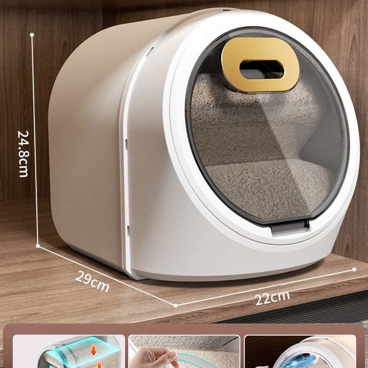 Rizstároló tartály, nedvesség- és rovarbiztos, élelmiszer-minőségű, kapacitás 4 L alatt, rizshez, liszthez vagy macskaeledelhez