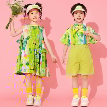 Gyermekek Cheerleading és Tánc Előadás Kostüm, uniszex, Koreai stílus, pamut-keverék anyag, nyárra, gyermekeknek 8+ év és 140 cm felett