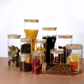 Üvegből készült tárolóedény – kerek, teához, gabonához, aszalt gyümölcsökhöz és kávéhoz; mikrohullámú sütőben használható