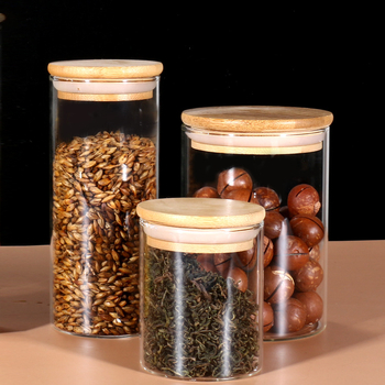 Üvegből készült tárolóedény – kerek, teához, gabonához, aszalt gyümölcsökhöz és kávéhoz; mikrohullámú sütőben használható