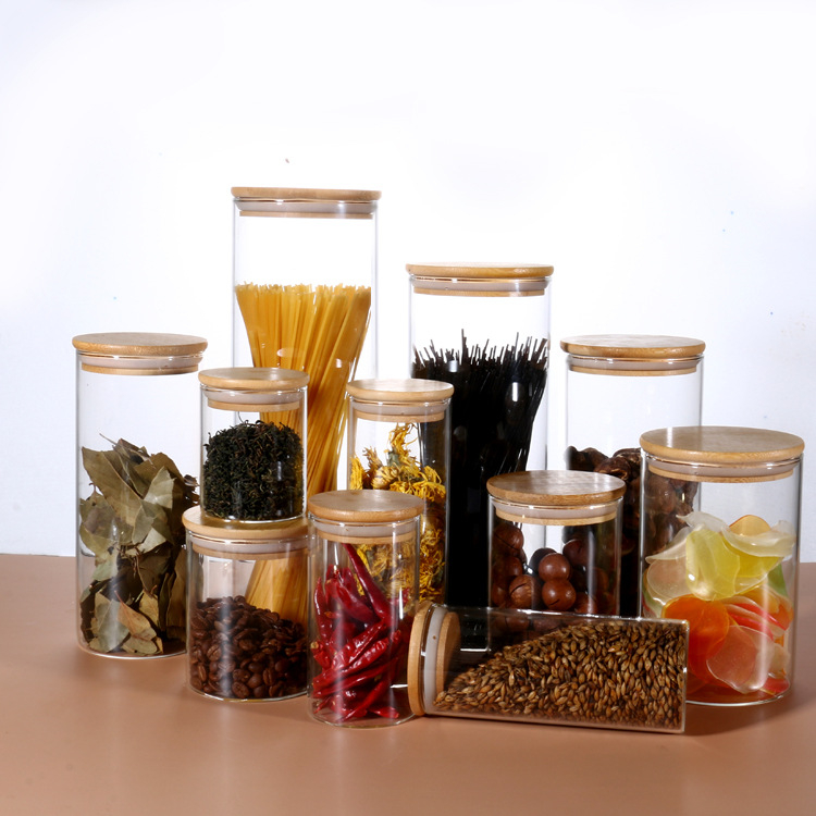 Üvegből készült tárolóedény – kerek, teához, gabonához, aszalt gyümölcsökhöz és kávéhoz; mikrohullámú sütőben használható