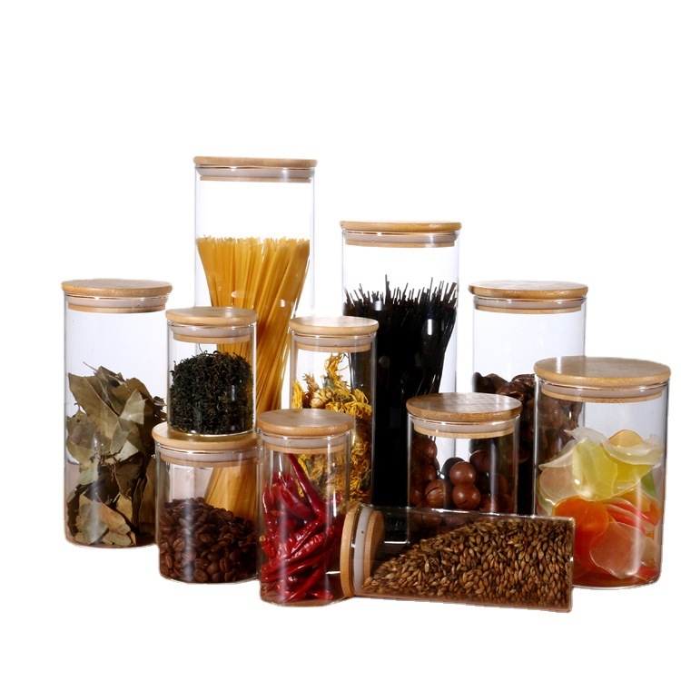 Üvegből készült tárolóedény – kerek, teához, gabonához, aszalt gyümölcsökhöz és kávéhoz; mikrohullámú sütőben használható