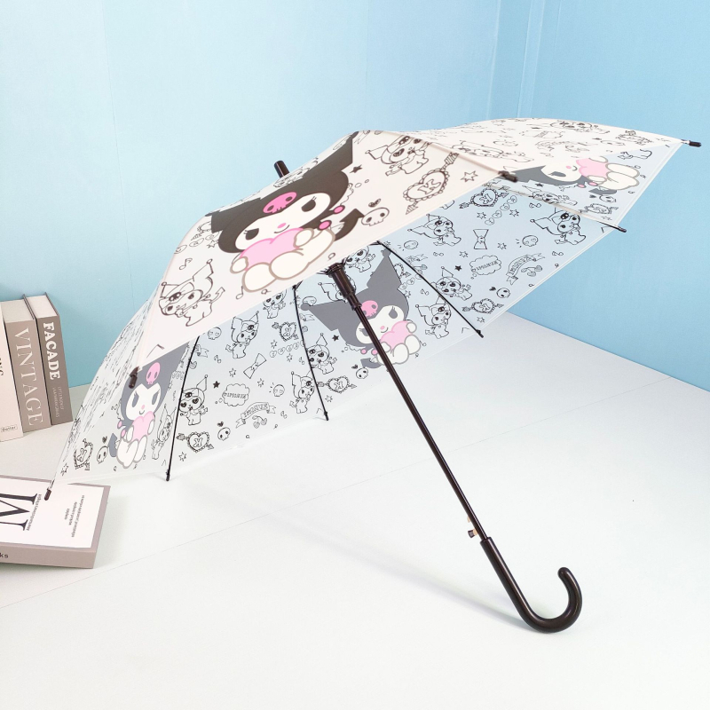 Παιδική διαφανής ομπρέλα με μακριά μεταλλική λαβή, 8 ακτίνες, PVC κάλυμμα, ημι-αυτόματο άνοιγμα, σχέδιο καρτούν