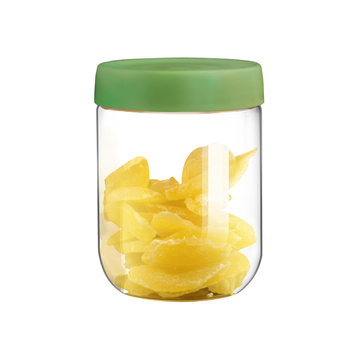 Kerek üveg élelmiszertároló edény élelmiszerek bemutatására, 301–500 ml, modern minimalista stílus, logó nyomtatás elérhető, magáncímke licencelhető