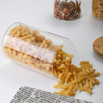 Üveges tárolóedény, magas boroszilikát üveg, kör alakú, légmentesen záródó, mikrohullámú sütőben használható