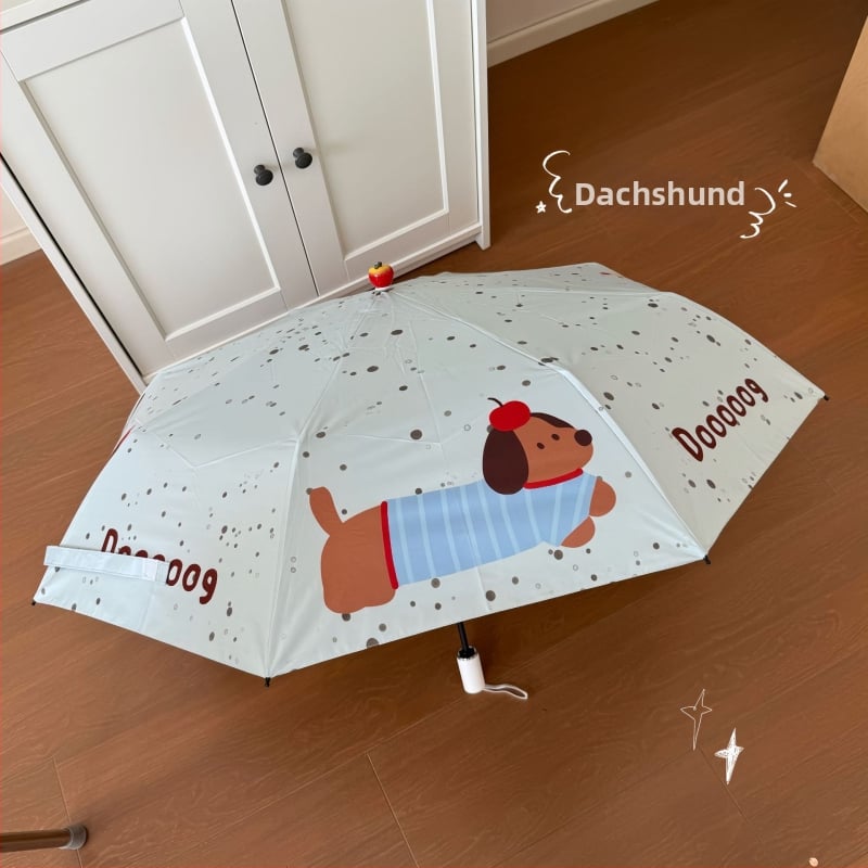 Διάφανη ομπρέλα με σχέδιο Ντάχεσντ, τρίτμηματική, χειροκίνητο άνοιγμα, αυτόματο κλείσιμο, σκελετός από σίδηρο με λαβή αλουμινίου