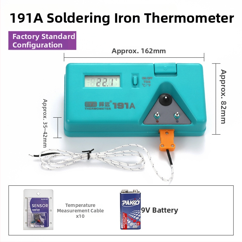 BY191A Teplomer pre špičku spájky, zváranie, viacúčelový teplomer do cínovej pece