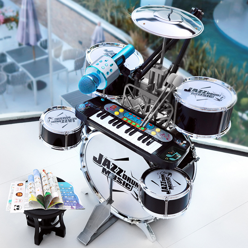 Dječji bubnjarski set za početnike — plastični zapadni perkusijski instrument, za djecu 4–6 godina, dimenzije 38×23,5×80 cm, 3C certifikat kod 2021152202035843