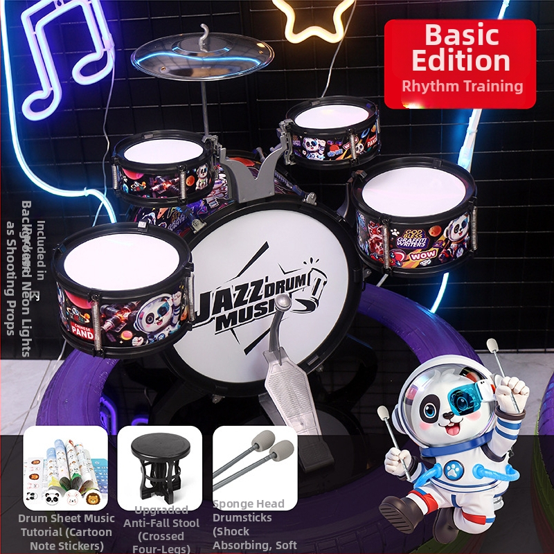 Detský bubnový set pre začiatočníkov — plastový západný perkusný nástroj, pre deti 4–6 rokov, rozmery 38×23,5×80 cm, 3C certifikát kód 2021152202035843