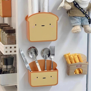Raft de depozitare magnetic montat pe perete pentru bucătărie, design drăguț de desen animat, material plastic, aderență magnetică