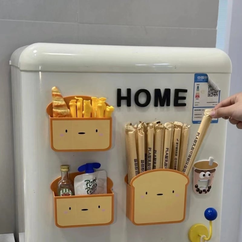 Raft de depozitare magnetic montat pe perete pentru bucătărie, design drăguț de desen animat, material plastic, aderență magnetică