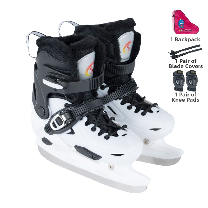 Παγοπέδιλα με σκληρό περίβλημα και βελούδινη επένδυση, λεπίδες από ανθρακούχο ατσάλι, για αγώνες ταχύτητας και χόκεϊ