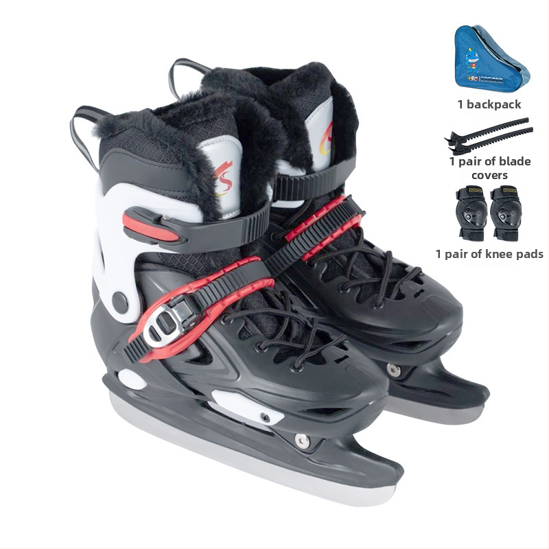 Παγοπέδιλα με σκληρό περίβλημα και βελούδινη επένδυση, λεπίδες από ανθρακούχο ατσάλι, για αγώνες ταχύτητας και χόκεϊ