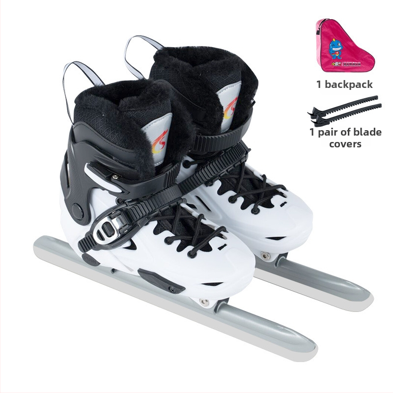 Παγοπέδιλα με σκληρό περίβλημα και βελούδινη επένδυση, λεπίδες από ανθρακούχο ατσάλι, για αγώνες ταχύτητας και χόκεϊ