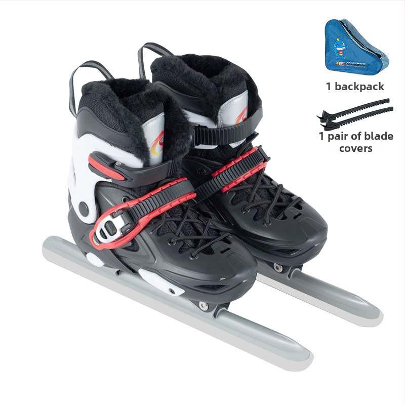 Παγοπέδιλα με σκληρό περίβλημα και βελούδινη επένδυση, λεπίδες από ανθρακούχο ατσάλι, για αγώνες ταχύτητας και χόκεϊ