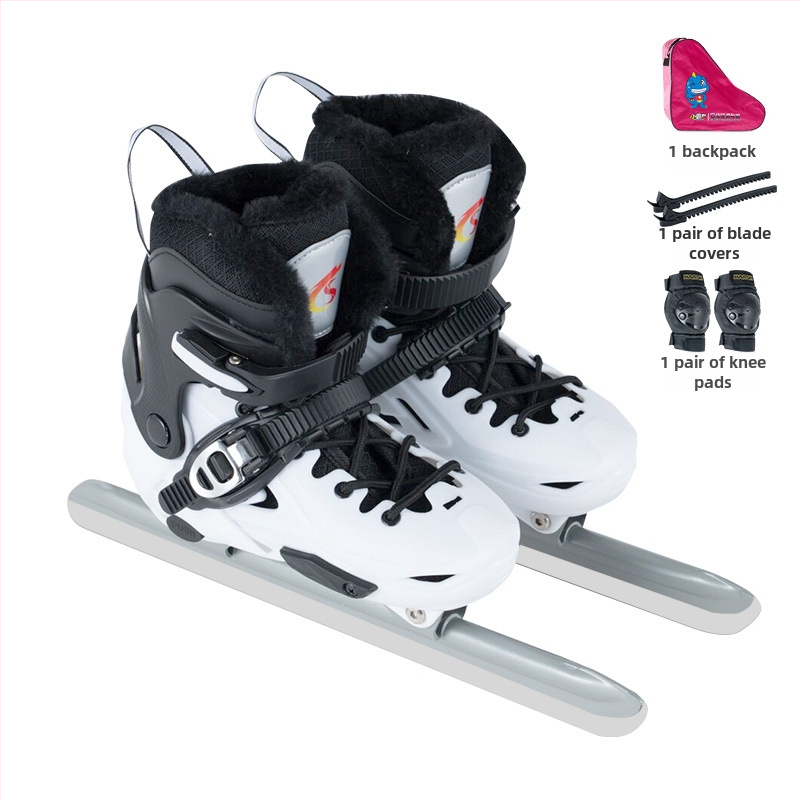 Παγοπέδιλα με σκληρό περίβλημα και βελούδινη επένδυση, λεπίδες από ανθρακούχο ατσάλι, για αγώνες ταχύτητας και χόκεϊ