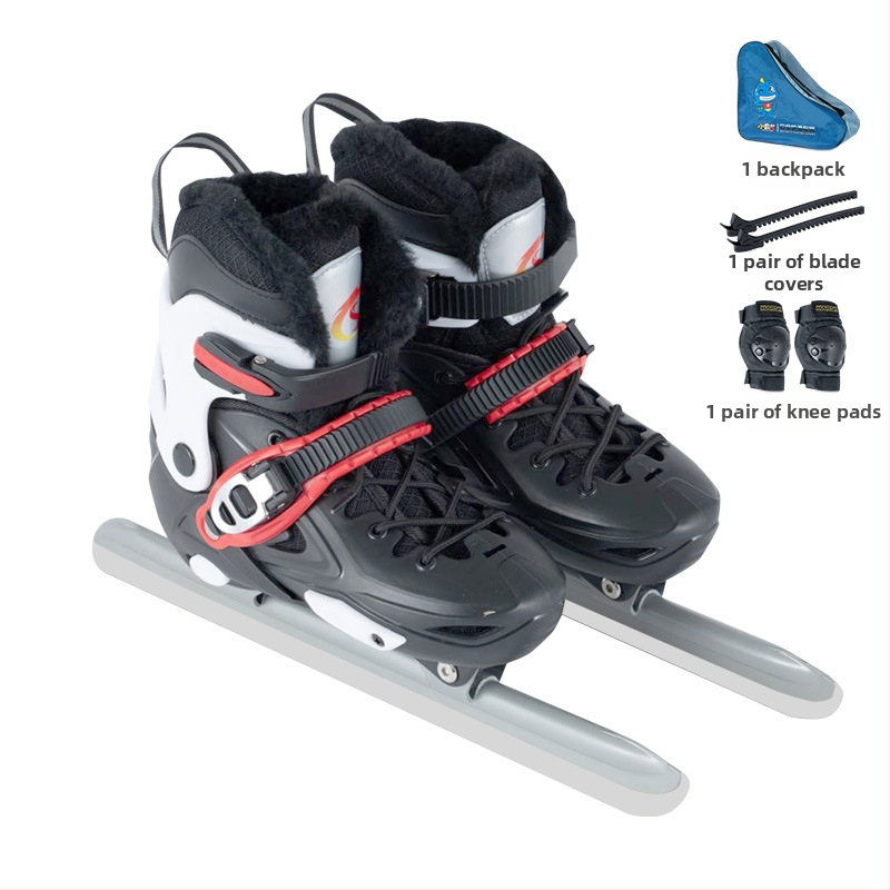 Παγοπέδιλα με σκληρό περίβλημα και βελούδινη επένδυση, λεπίδες από ανθρακούχο ατσάλι, για αγώνες ταχύτητας και χόκεϊ