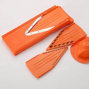 Tăietor de legume multifuncțional în formă de V — tăiere felii, răzuit și tăiere în fâșii; ABS și oțel inoxidabil; lansat toamna 2016