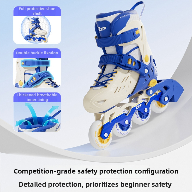 Xtep Detské korčule na kolieskach – PVC vrchnok, TPR podrážka, kolieska v jednom rade, PU kolieska