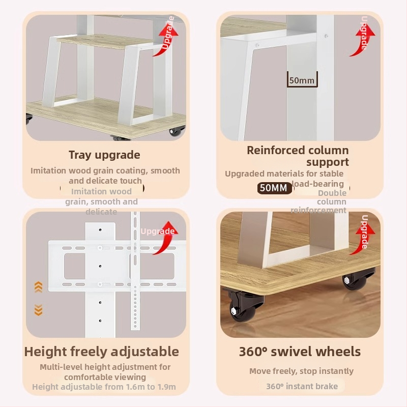 Mobilný podlahový stojan na televízor pre ploché LCD displeje, studená valcovaná oceľ, 10 kg, Značka Zhiercheng