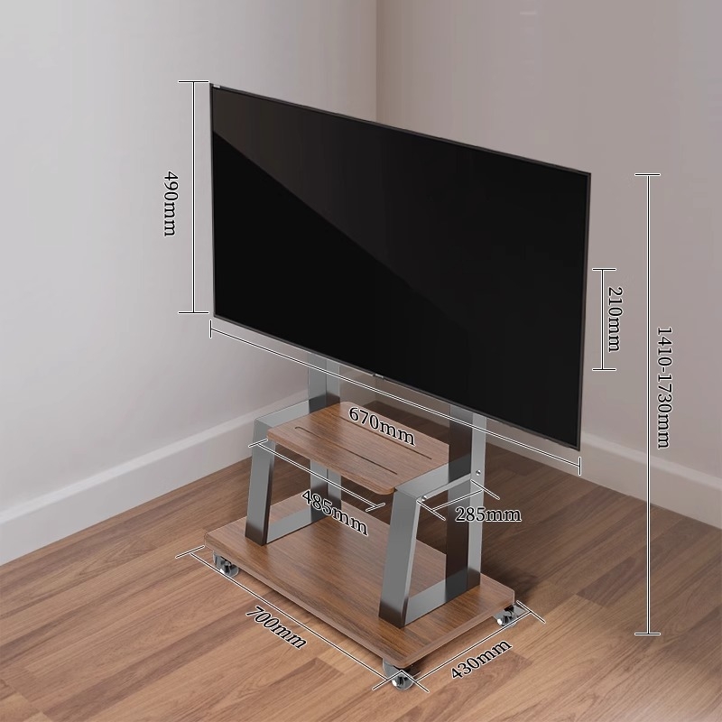 Mobilni podni stalak za televizor za ravne LCD zaslone, hladno valjani čelik, 10 kg, Značka Zhiercheng