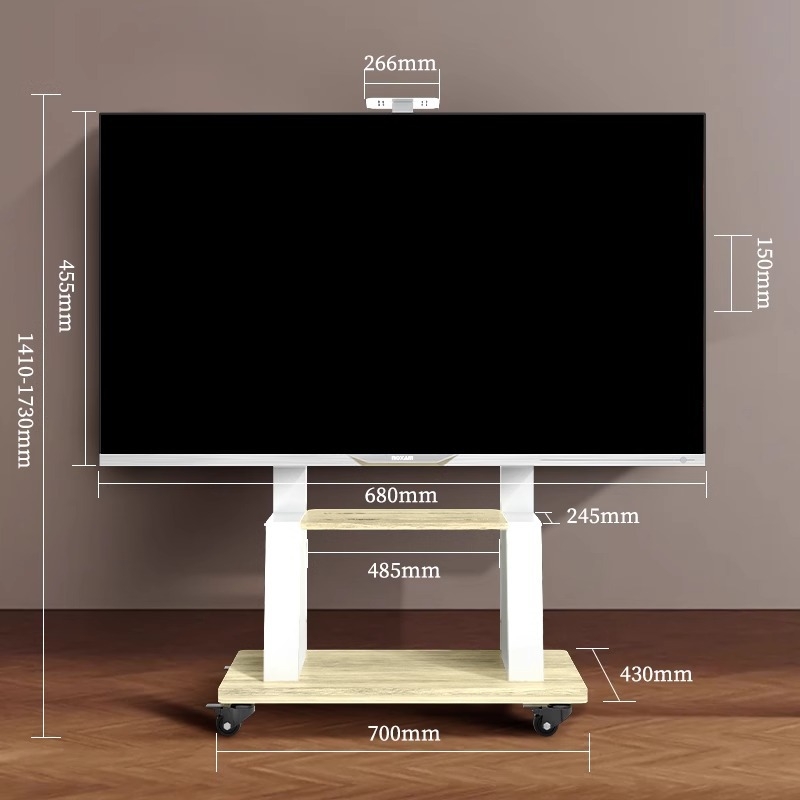Mobilni podni stalak za televizor za ravne LCD zaslone, hladno valjani čelik, 10 kg, Značka Zhiercheng