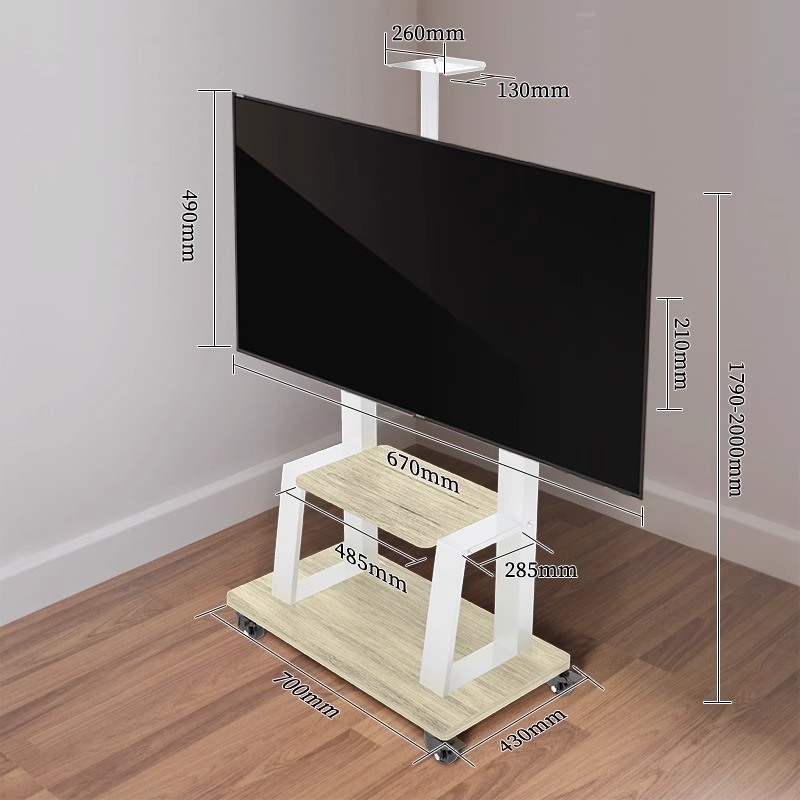 Mobilni podni stalak za televizor za ravne LCD zaslone, hladno valjani čelik, 10 kg, Značka Zhiercheng