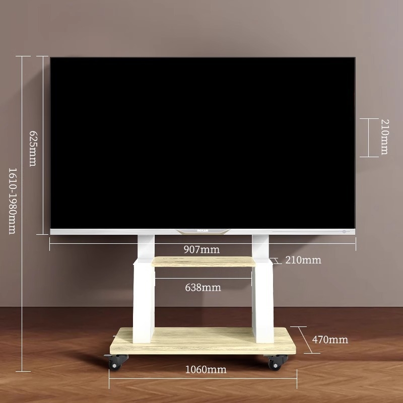 Mobilni podni stalak za televizor za ravne LCD zaslone, hladno valjani čelik, 10 kg, Značka Zhiercheng