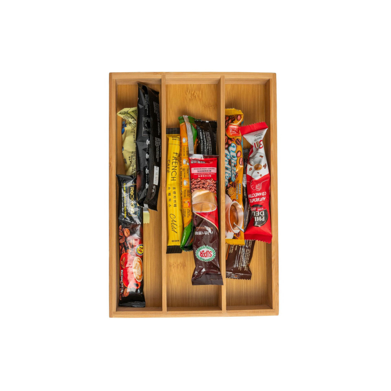 Bambus kuhinjski organizator s tri odjeljka za nože, vilice i štapiće